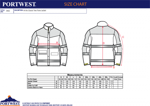 Jacheta Hi-Vis clasica, galben, regular, Two Tone, Portwest